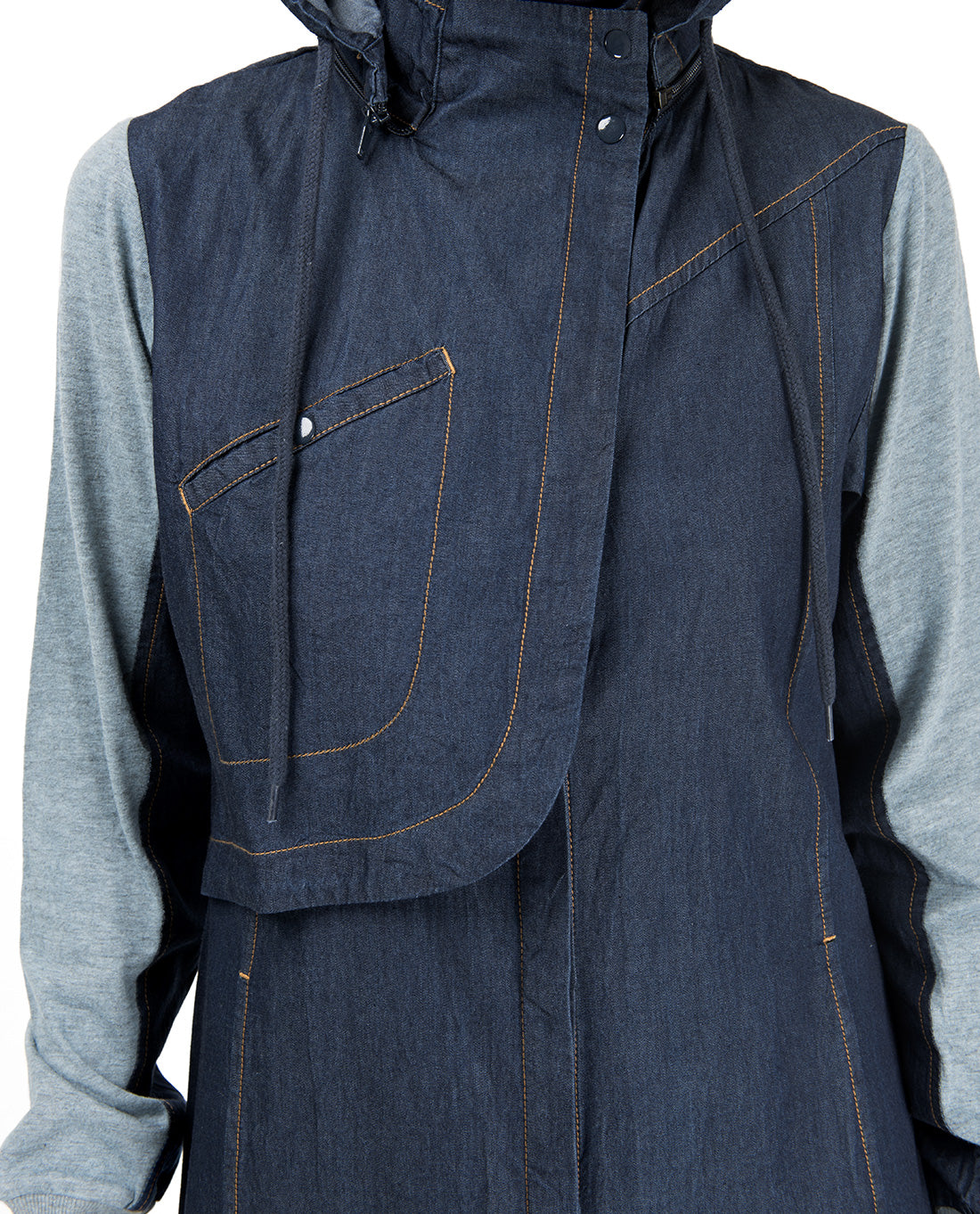 Detachable Hoodie Deep Denim Abaya