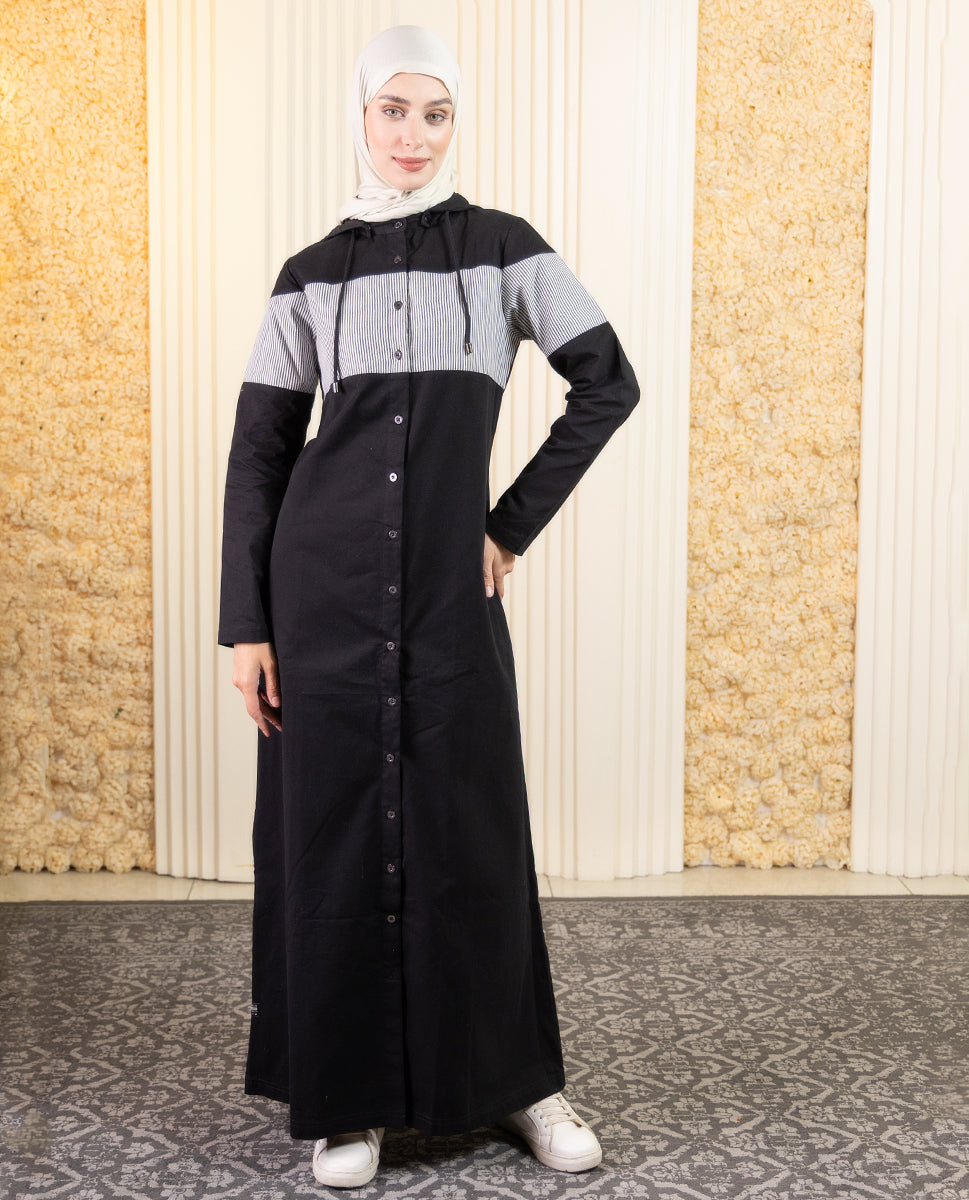 Urban Stripes Detachable Hood Jilbab