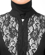 Elegant Full Front Open Black Lace Kimono