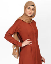 Curved Collar Slim Waist Sequoia Abaya