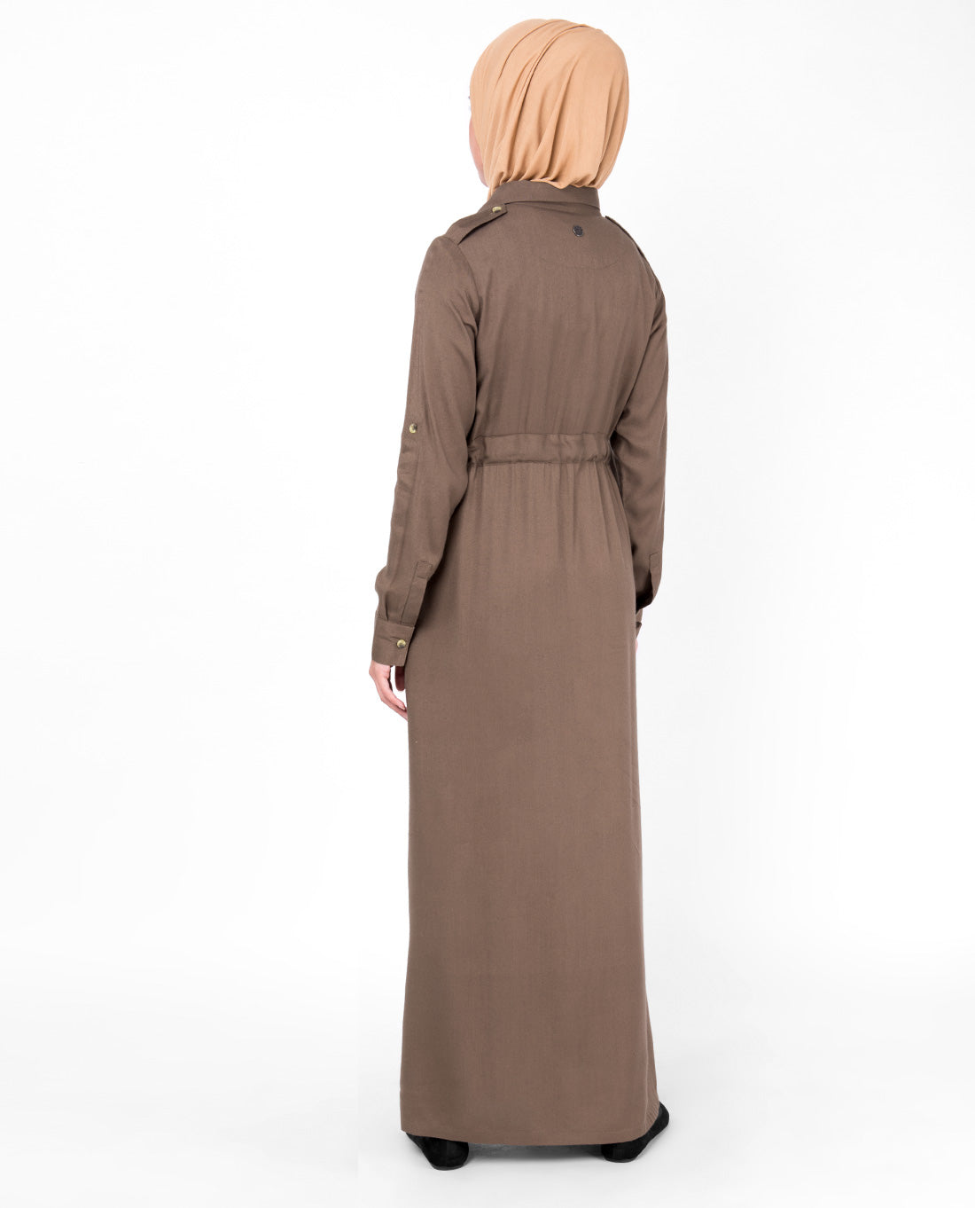 Teak Brown Full Front Open Jilbab