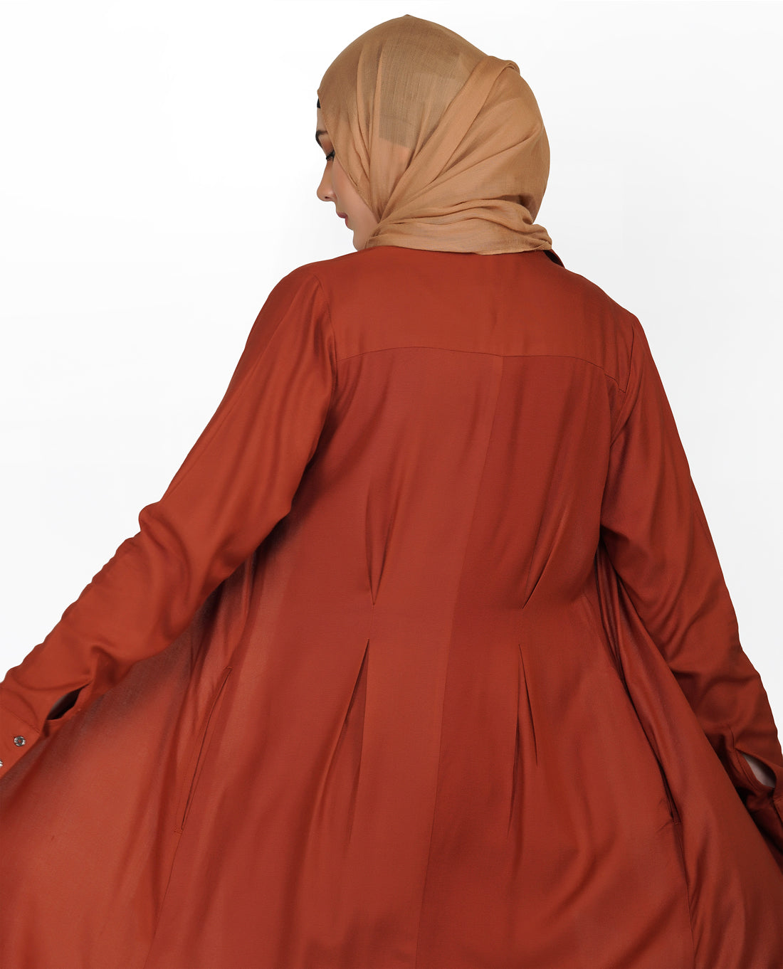 Curved Collar Slim Waist Sequoia Abaya