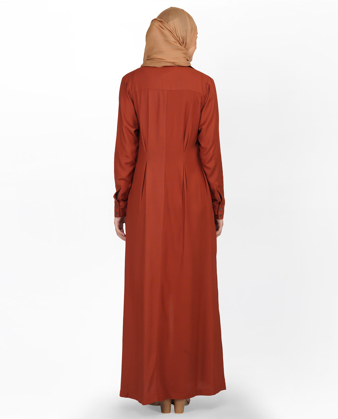 Curved Collar Slim Waist Sequoia Abaya