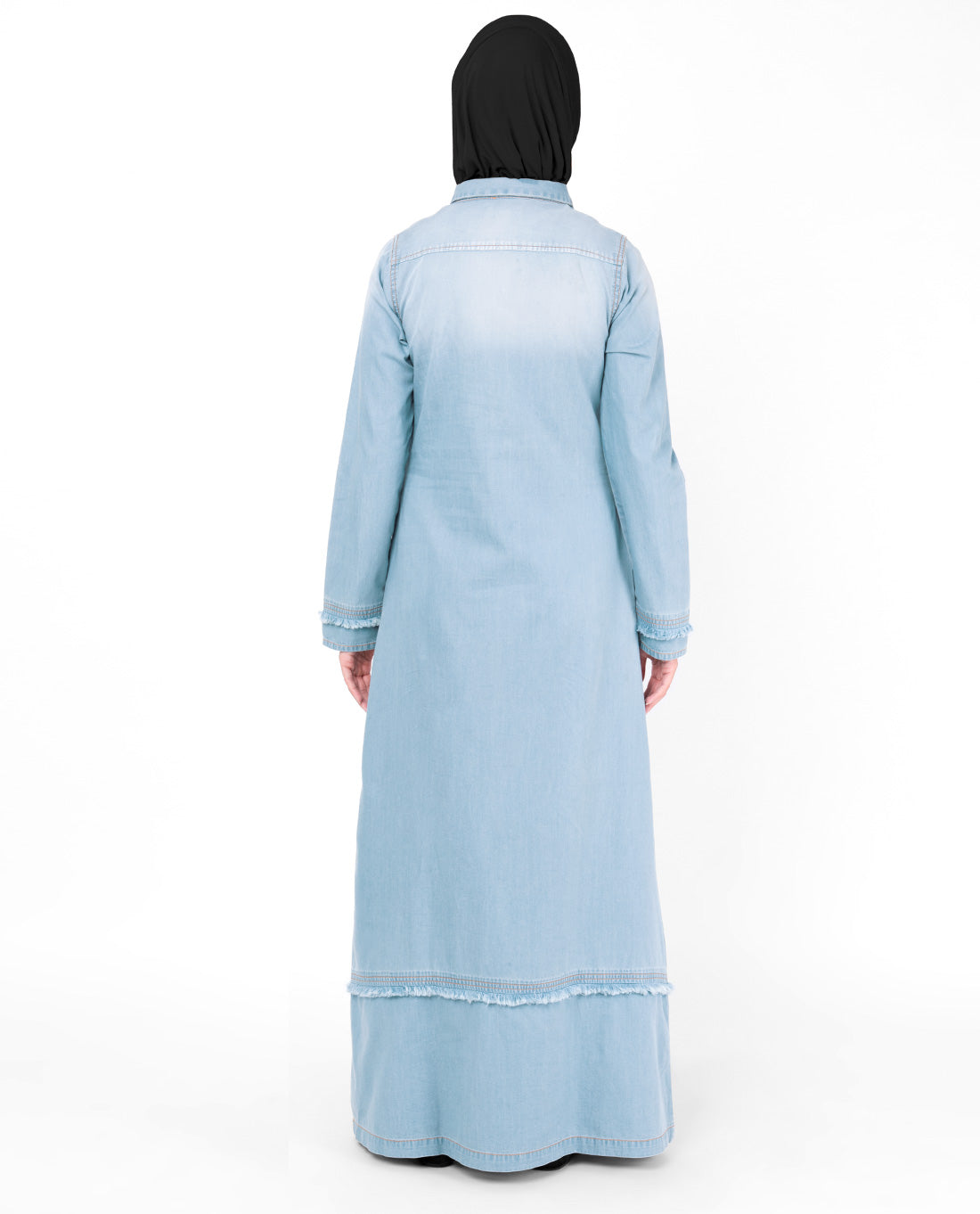 Sun Faded Bleach Blue Denim Abaya