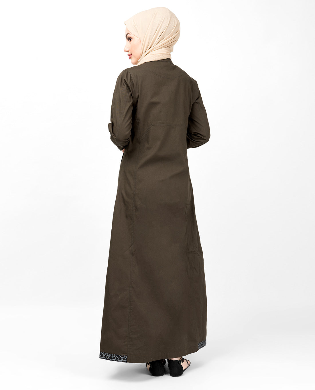 Military Green Geo Print Abaya