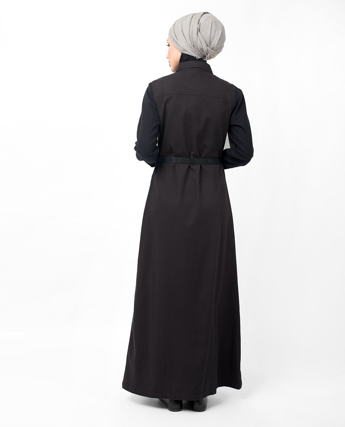 Charcoal Contrast Sleeve Winter Jilbab