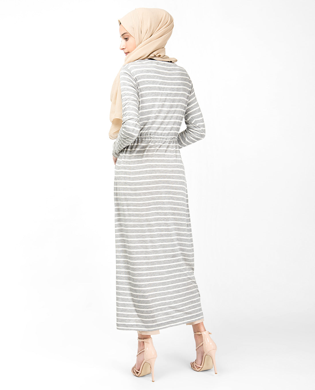 Grey Striped Maxi Dress