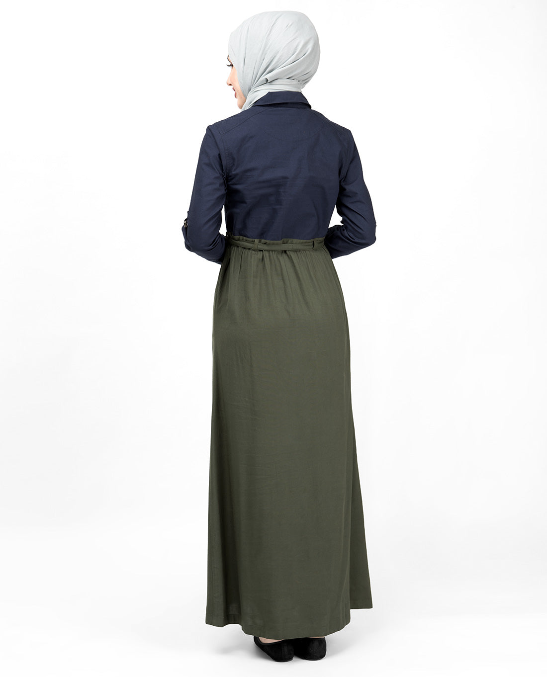 Flared Contrast Skirt Look Abaya