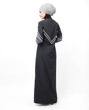 Black V Striper Abaya