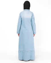 Sun Faded Bleach Blue Denim Abaya