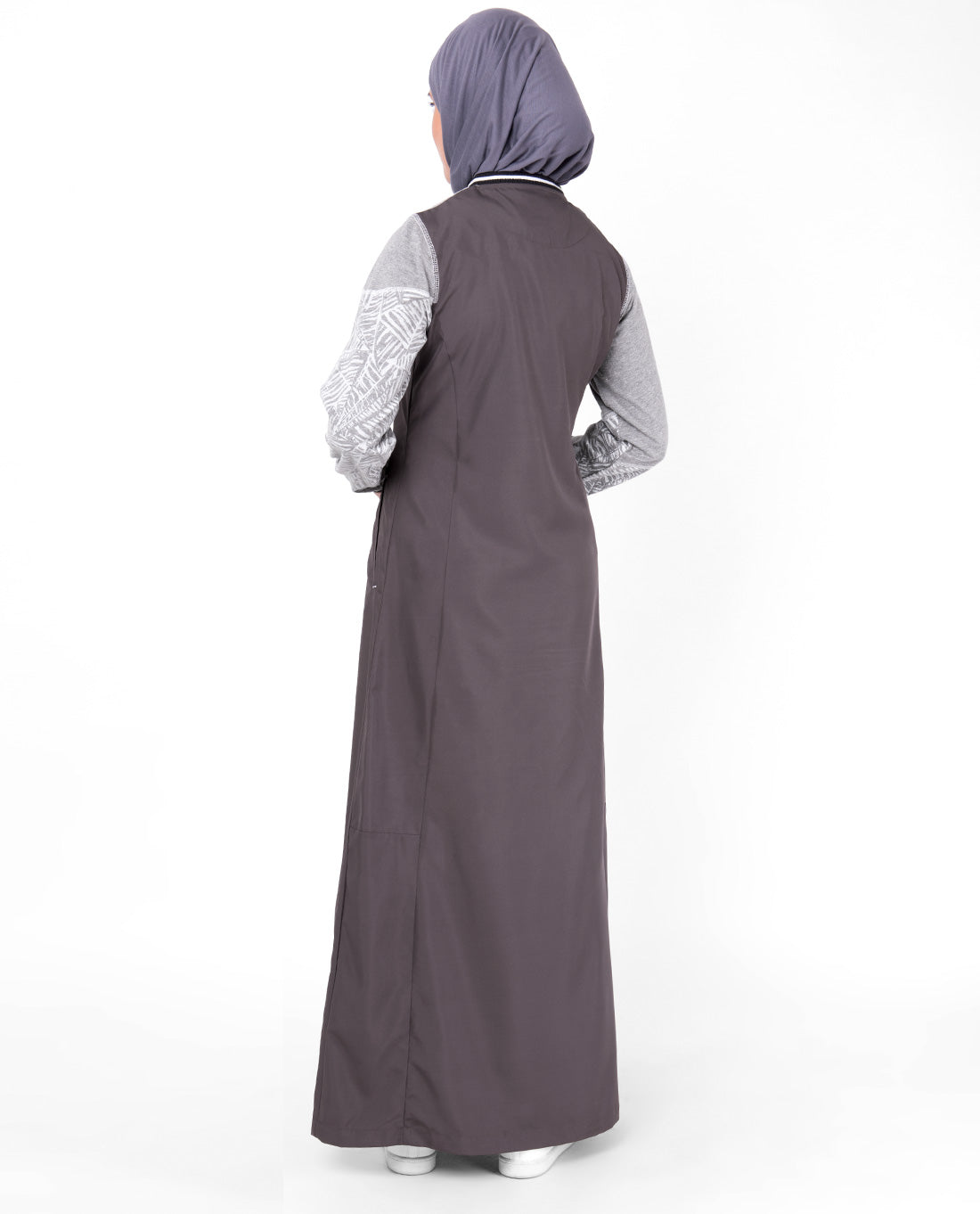 Grey Botanical Print Jilbab