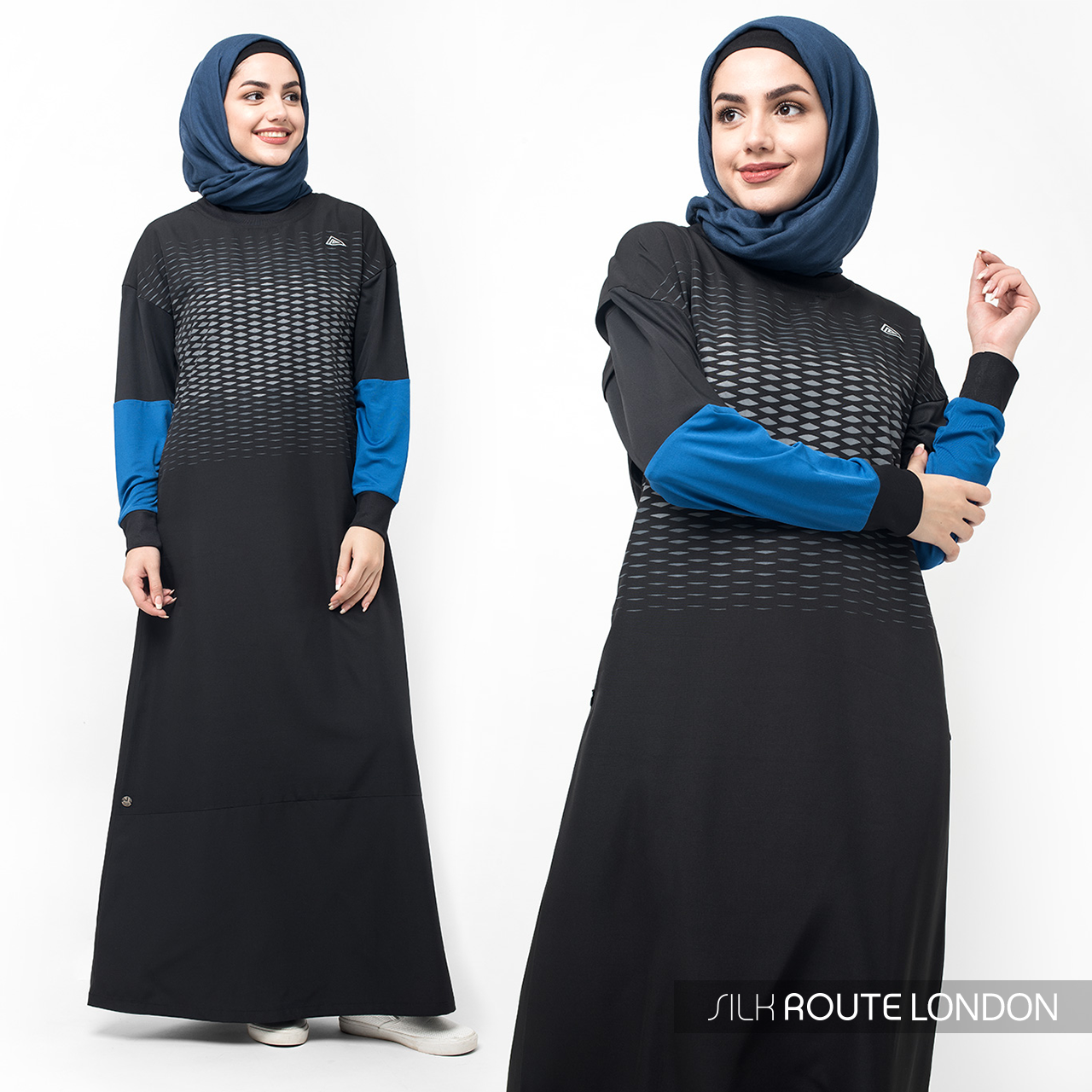 Sports Chic Black Print Jilbab- 1WJBSRRZ0242