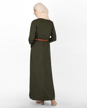 Olive & Orange Full Front Open Winter Jilbab