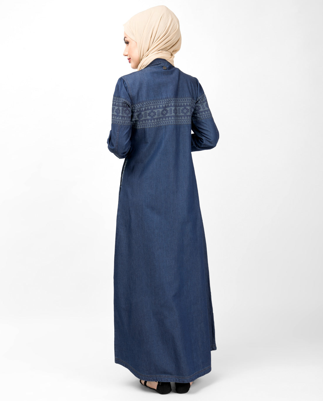 Blue Denim Navajo Print Abaya