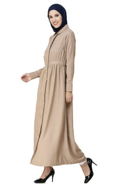 Gathered Waist Full Front Open Abaya