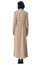 Gathered Waist Full Front Open Abaya