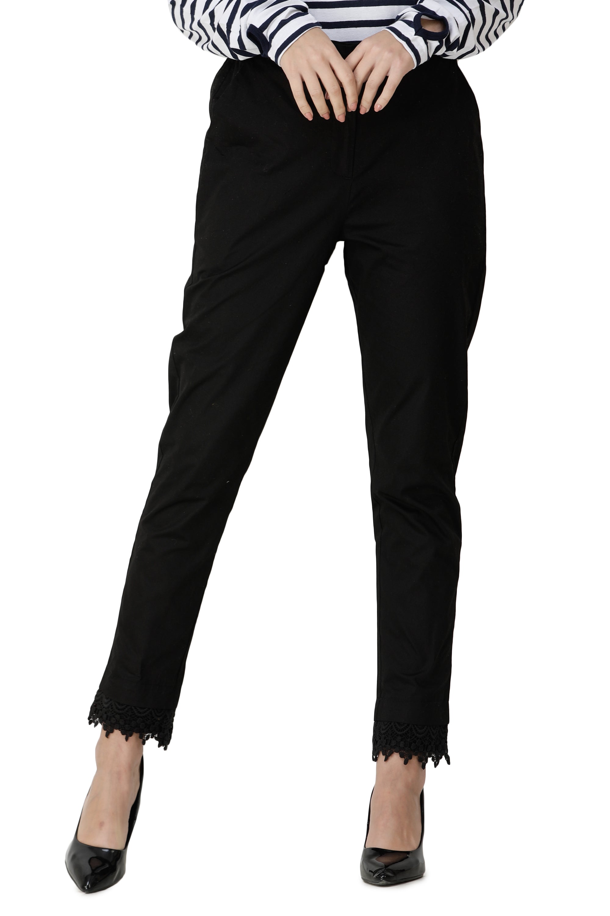 Black Lace Extendable Waist Trouser