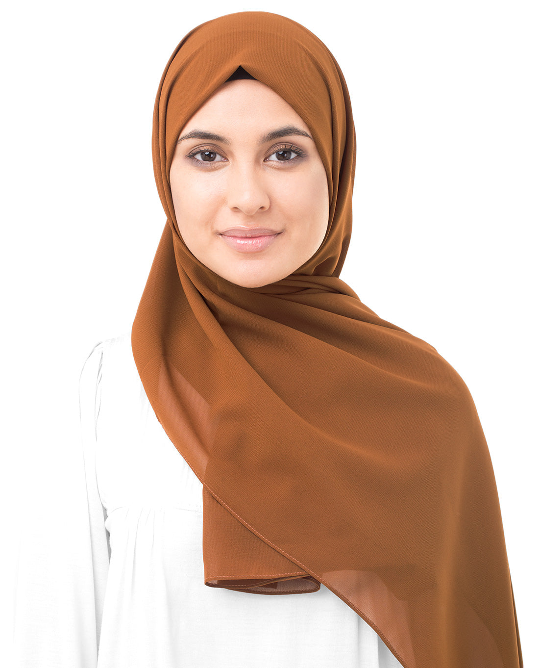 Glazed Ginger Brown Poly Georgette Scarf