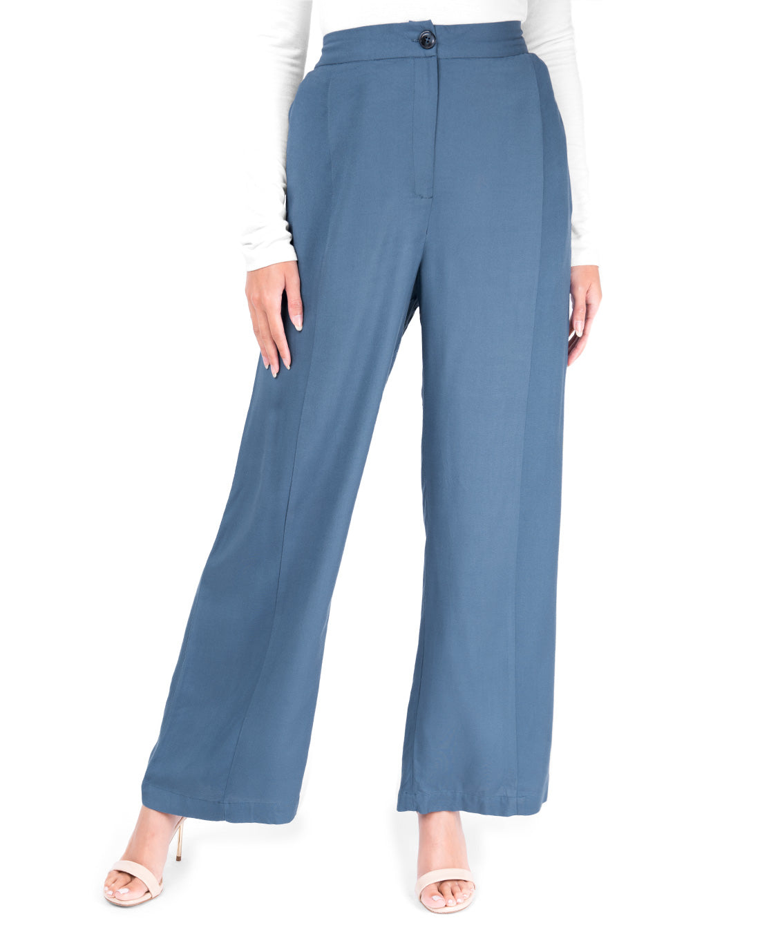 Extendable Waist Blue Palazzo Trouser