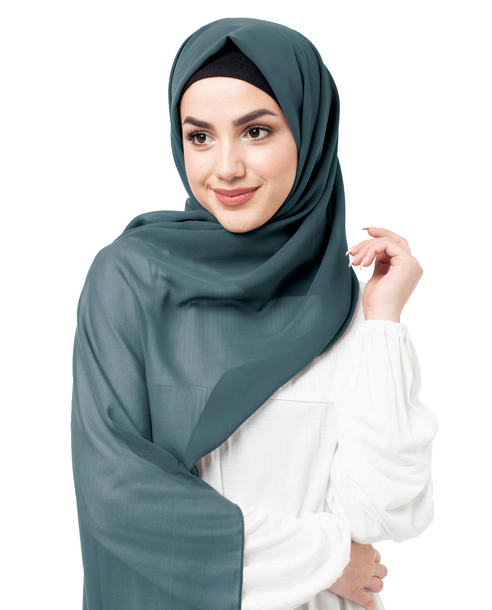 Dark Slate Blue Poly Georgette Scarf
