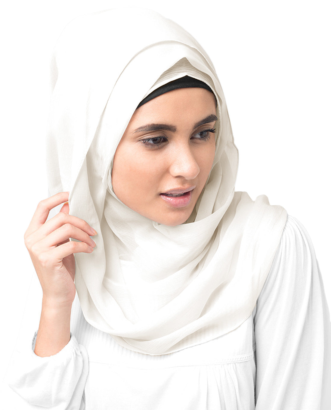 Bright White Poly Chiffon Scarf