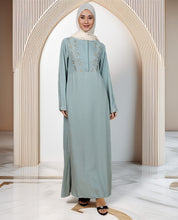 Threadplay Sage Blue Embroidered Abaya