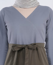 Olive & Grey Urban Belted Jilbab