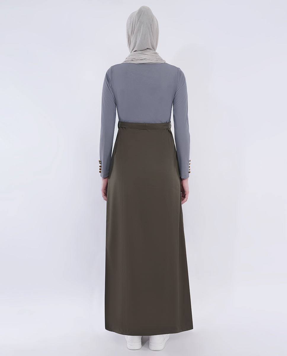Olive & Grey Urban Belted Jilbab