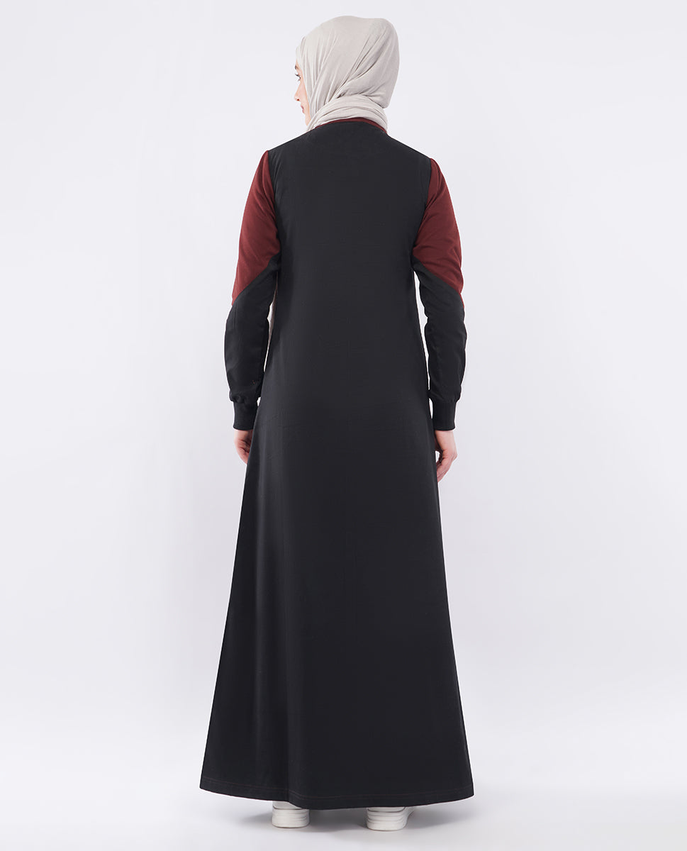 Contrast Edge Full Front Open Jilbab
