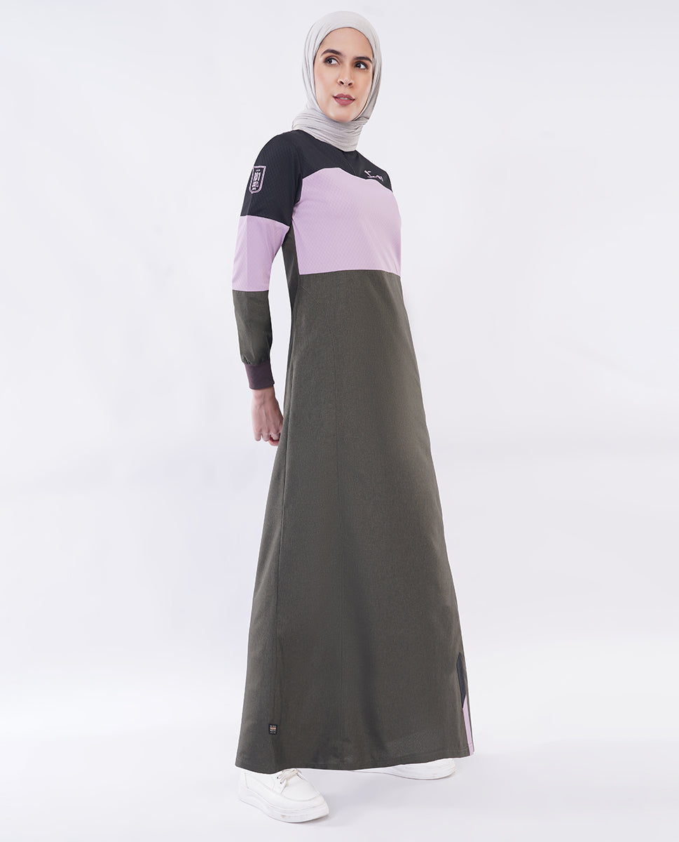 Olive Pink Color Block Jilbab