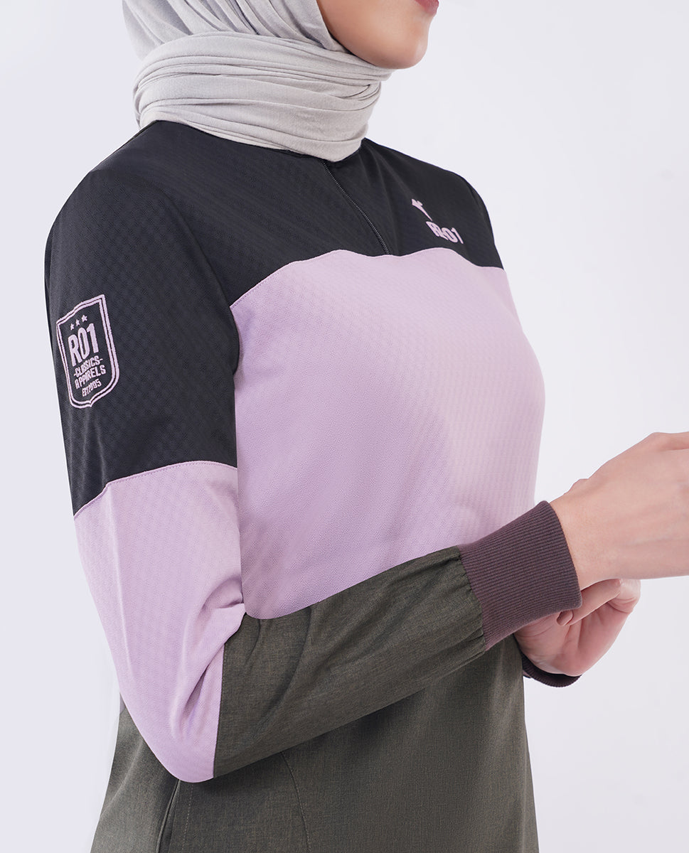 Olive Pink Color Block Jilbab