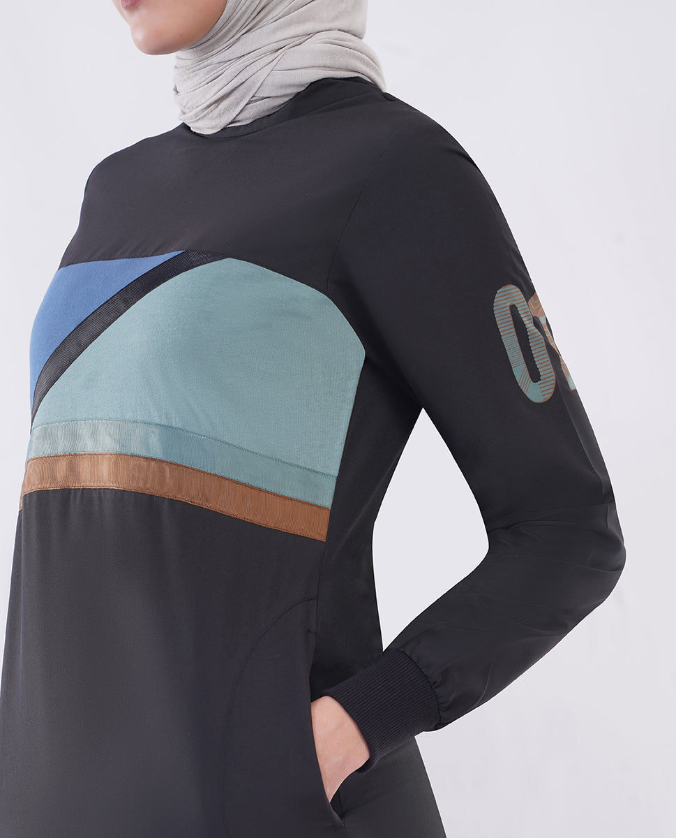 Urban Noir Contrast Panel Jilbab