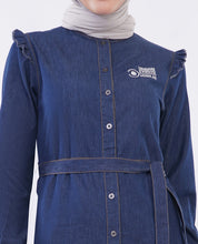 Ice Blue RuffleFlow Fine Denim Maxi Jilbab