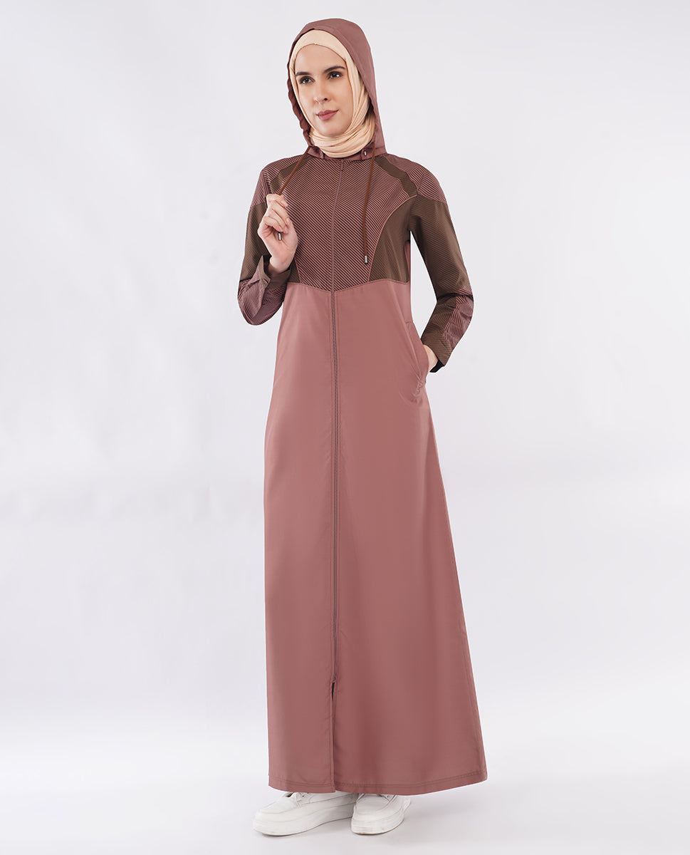 Dual Brown Detachable Hood Jilbab