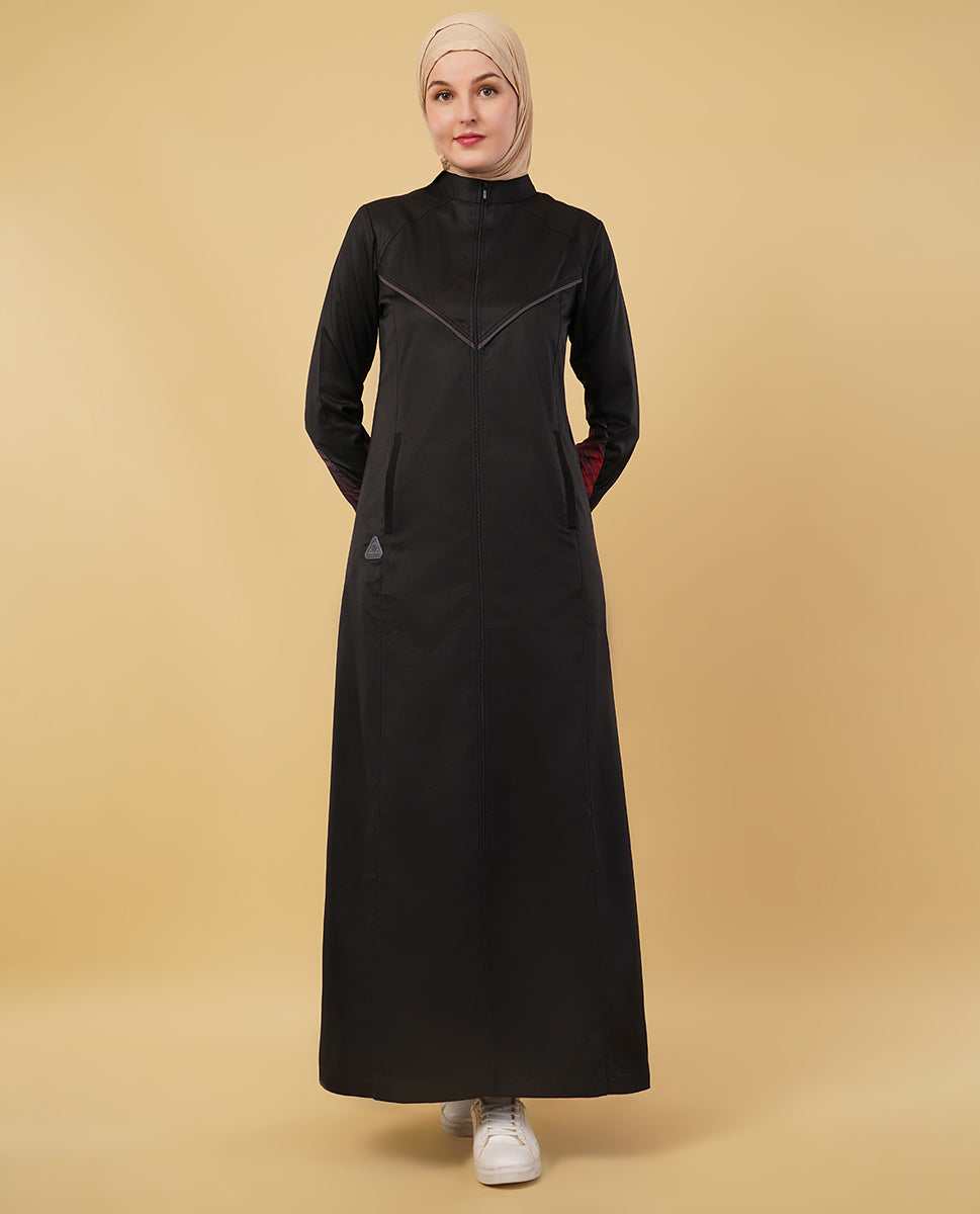 Stealth Black Full Front Open Jilbab