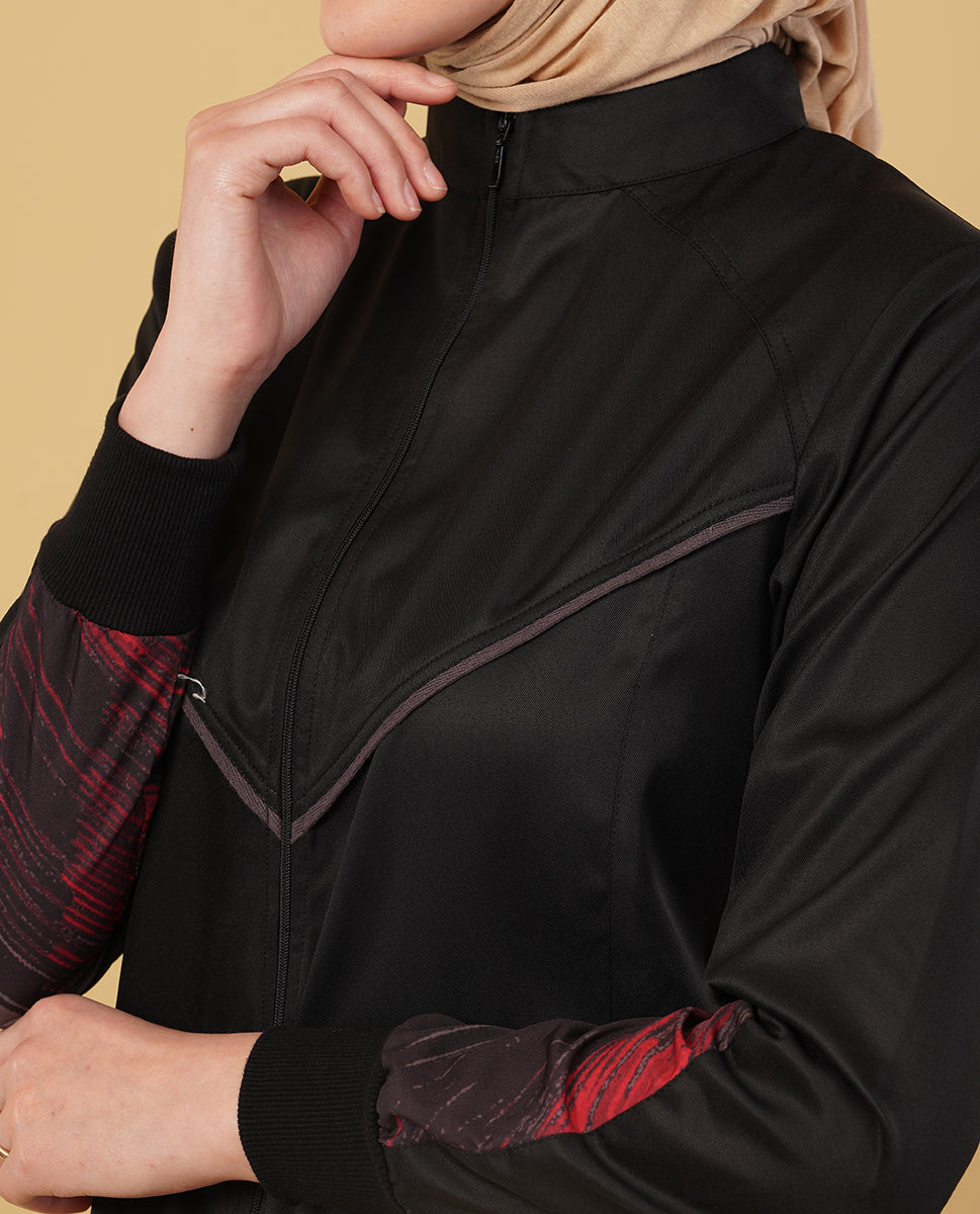 Stealth Black Full Front Open Jilbab