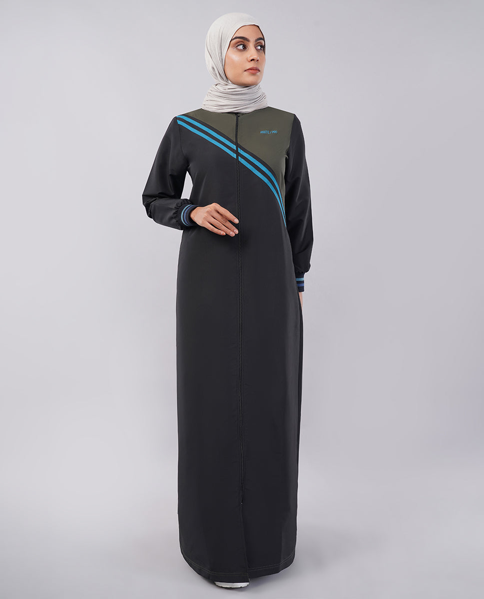 Midnight Contrast Full Front Open Jilbab