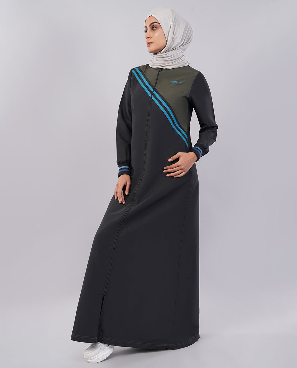 Midnight Contrast Full Front Open Jilbab