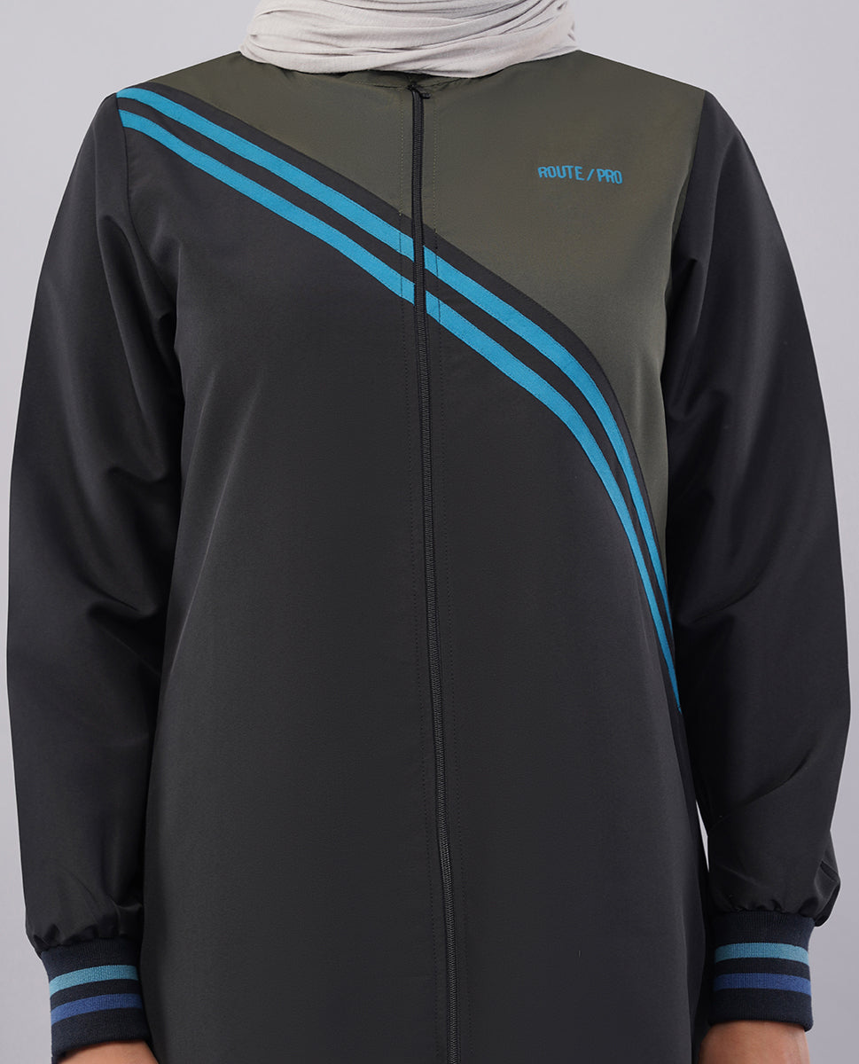 Midnight Contrast Full Front Open Jilbab