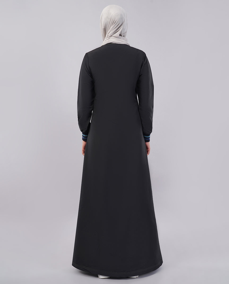 Midnight Contrast Full Front Open Jilbab