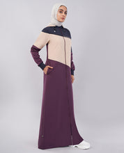 Burgundy Contrast Full Front Open Hooded Jilbab