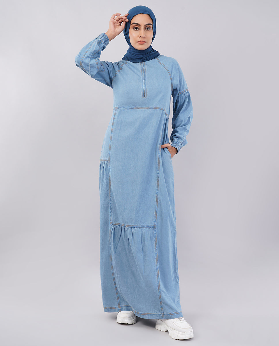 Ice Blue Denim Essential Jilbab