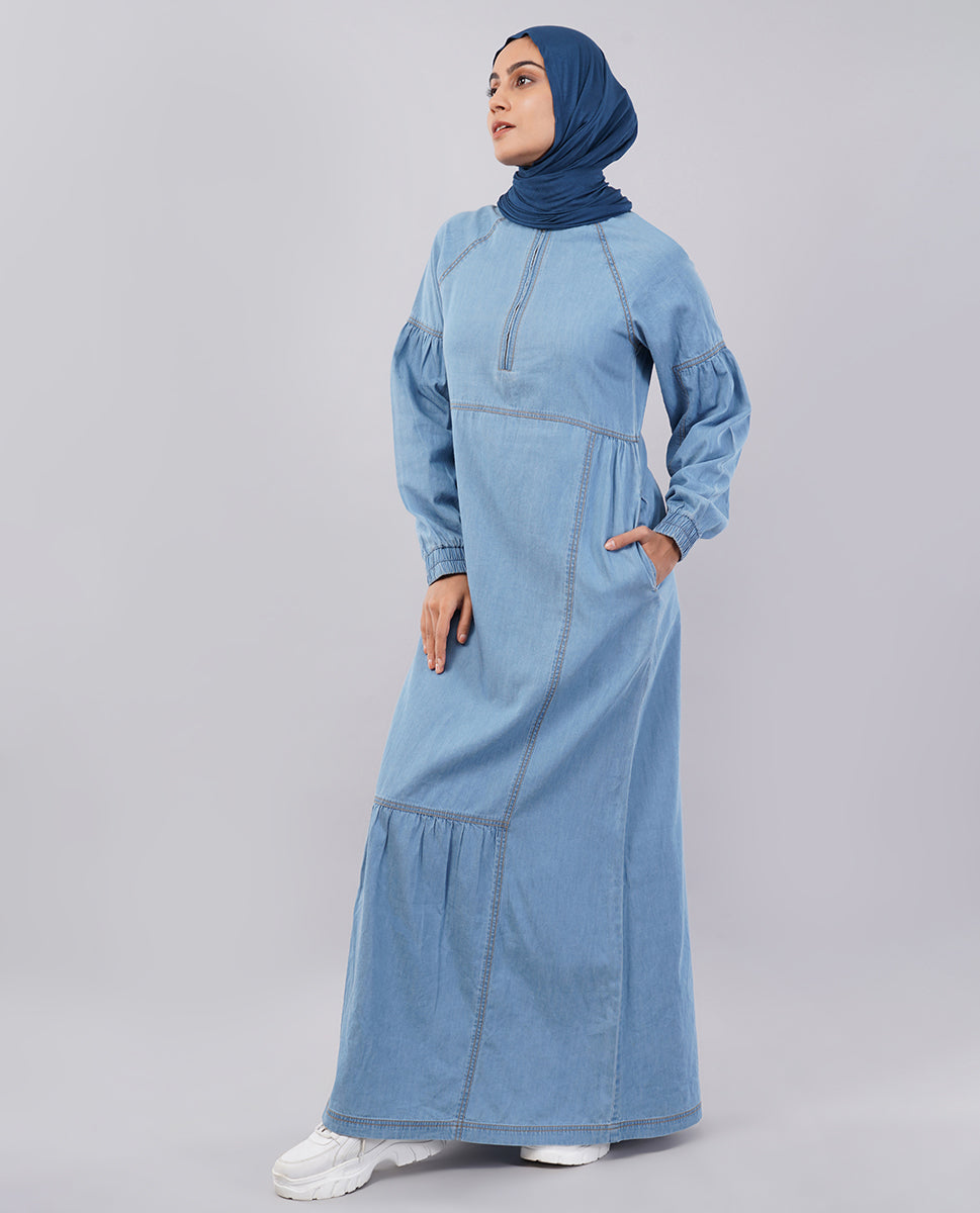 Ice Blue Denim Essential Jilbab