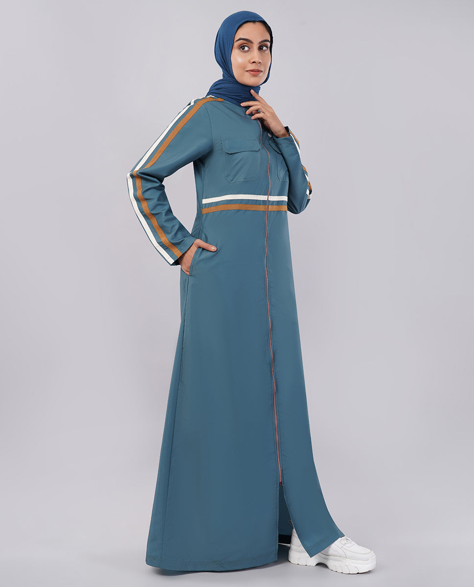 Urban Teal Striped Jilbab