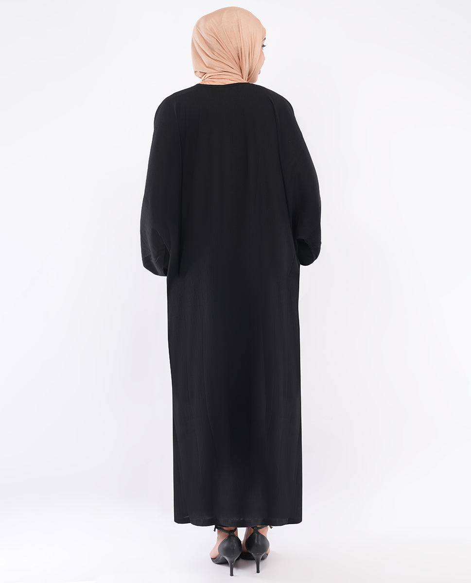 Classic Black Wide-Sleeve Kaftan Abaya