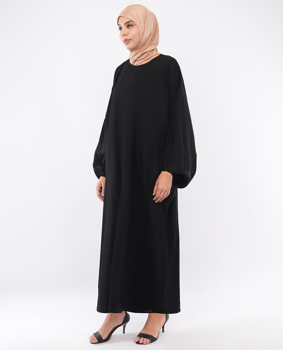 Classic Black Wide-Sleeve Kaftan Abaya