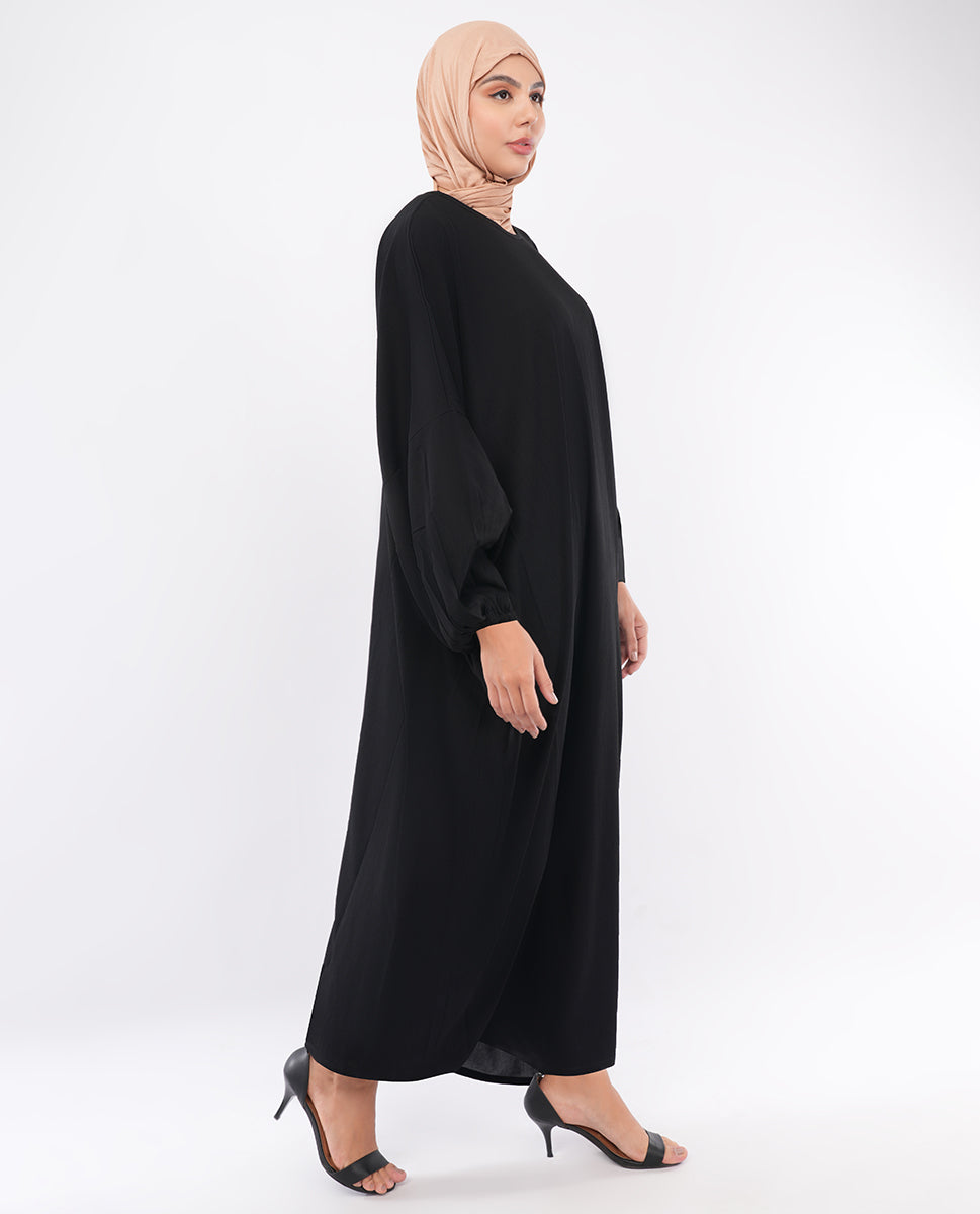 Classic Black Wide-Sleeve Kaftan Abaya