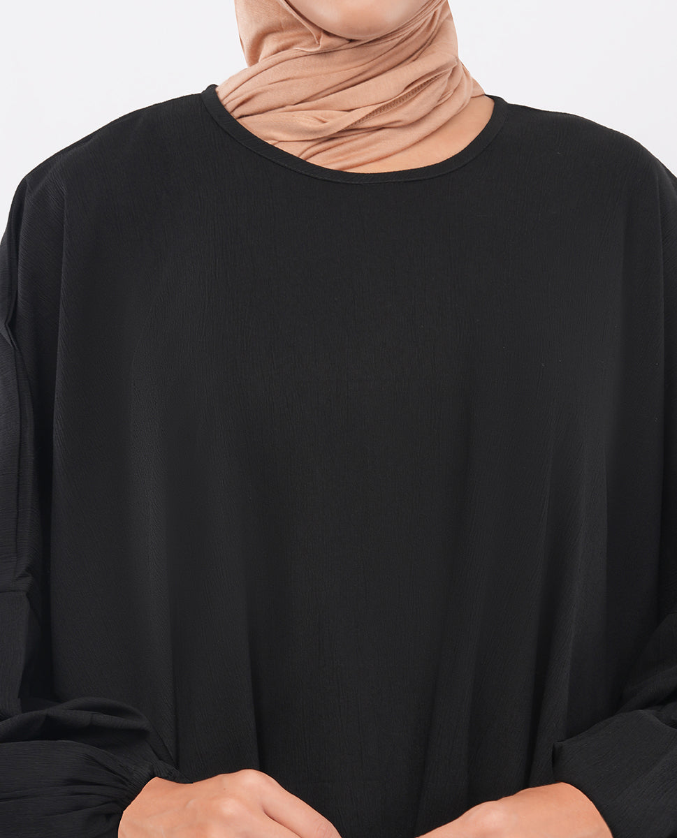 Classic Black Wide-Sleeve Kaftan Abaya