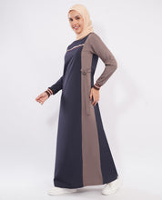 Navy Contrast Rib Detail Jilbab