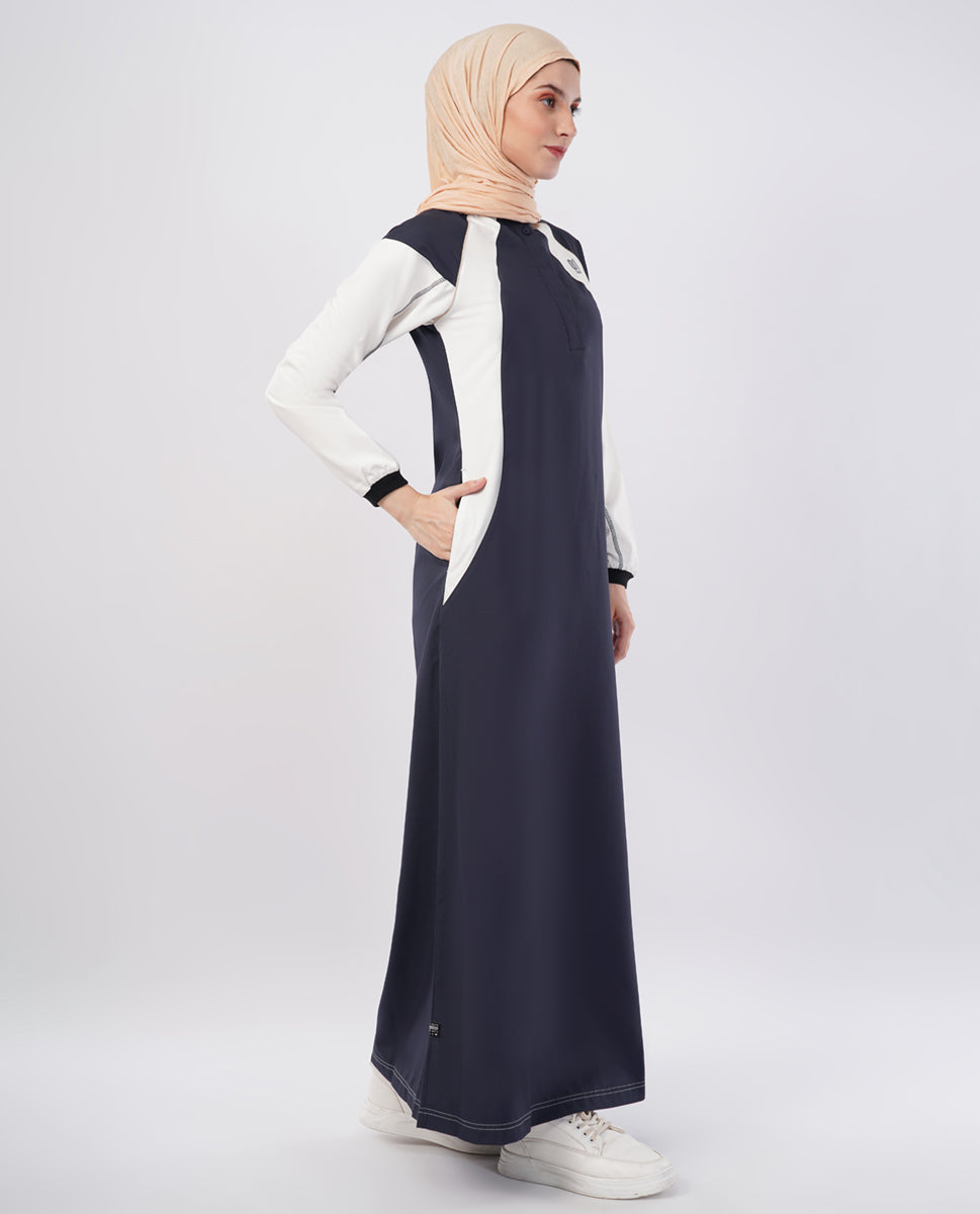 Midnight Blue Contrast Panel Jilbab